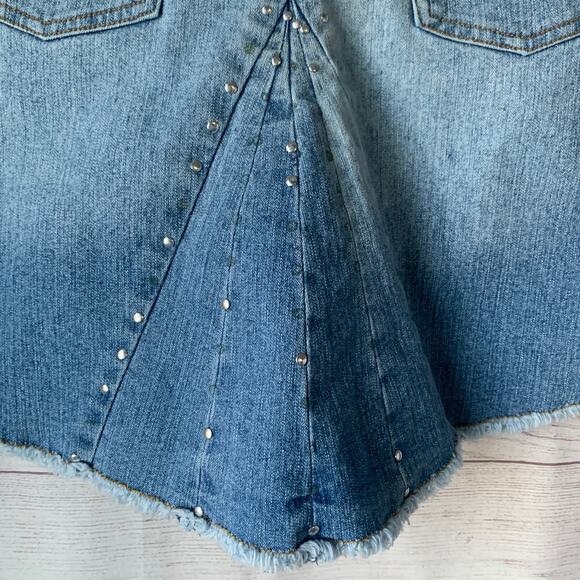 Route 66 Original Clothing Co Girls Denim Jean Skirt Studded Panel Back Size 8 - Picture 8 of 15